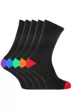 Black Cotton Rich Heel And Toe Socks (Pack Of 5)