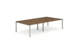 B2B Silver Frame Bench Desk 1400 Walnut (4 Pod)