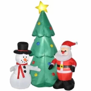 Inflatable Light Up Christmas Tree with Snowman and Santa 190cm, Green