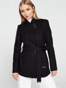 Ted Baker Drytaa Short Wrap Coat - Black, Size 4=14, Women