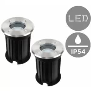 2x Outside In Ground Walk Over Garden Walkway Lights Outdoor Lighting - No Bulbs