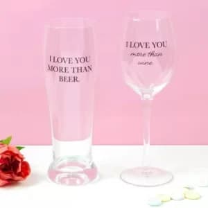 True Love His & Hers Beer & Wine Glass Set
