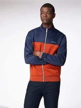 Ben Sherman Zip Through Colour Block Tricot Track Top - Dark Navy Size M Men