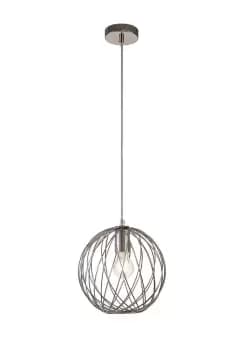 Spherical Caged Ceiling Pendant, 1 x E27, Polished Nickel