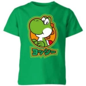 Nintendo Super Mario Yoshi Kanji Kid's T-Shirt - Kelly Green - 11-12 Years