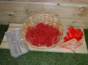 Create Your Own Christmas Hamper Kit - Basket, Cellophane, Ribbon & Wood Wool
