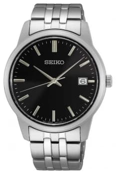 Seiko Mens Quartz Stainless Steel Bracelet Black Dial Watch