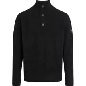 CALVIN KLEIN Lycra Blend Button Quarter Zip - Black