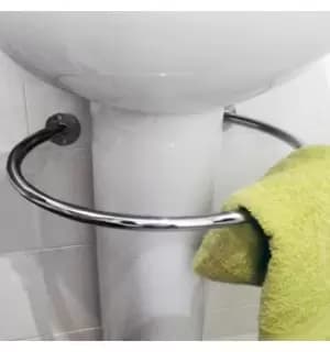 'Loop' Chromed Steel Circular Under Sink Towel Rail Silver