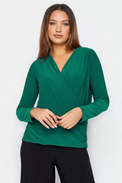 Long Tall Sally Ity Wrap Top - Dark Green, Size 22-24, Women