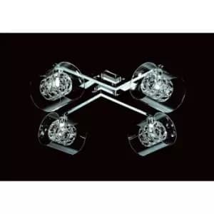 Impex Sonja 4 Light Polished Chrome Crystal Ceiling Flush
