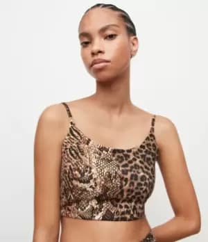 AllSaints Womens Ariel Noche Crop Top, Yellow, Size: 14