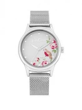 Cath Kidston Cat Kidston Little Birds Print Silver Detail Dial Stainless Steel Mesh Strap Ladies Watch