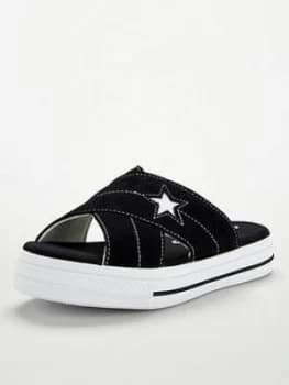 Converse One Star Sandal Slip - Black/White, Size 4, Women