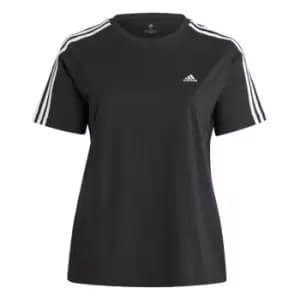 adidas Essentials Slim 3-Stripes T-Shirt (Plus Size) Wome - Black