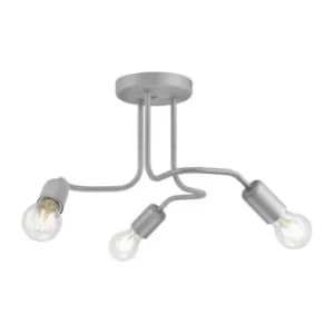Charlie Multi Arm Semi Flush Ceiling Light Silver, 3x E27