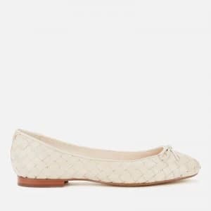 Dune Womens Heyday Woven Leather Ballet Flats - Ecru - EU 37/UK 4