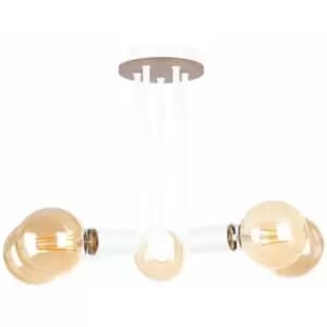 Keter Venna Multi Arm Semi Flush Ceiling Light Wood, White, 30cm, 5x E27