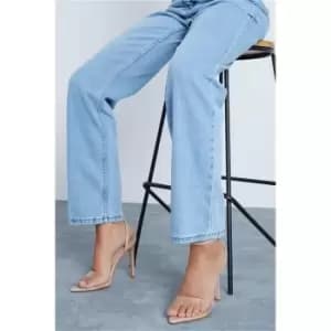 I Saw It First Nude Perspex Strap Pointed Toe Barely There Heeled Sandals - Nude