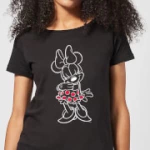 Disney Mini Mouse Line Art Womens T-Shirt - Black