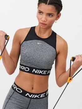 Nike Training Space Dye Crop Top, Black/Grey Size M Women