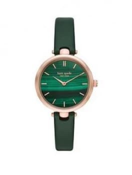 Kate Spade New York Kate Spade Holland Green Marbled and Rose Gold Detail Dial Green Leather Strap Ladies Watch, One Colour, Women