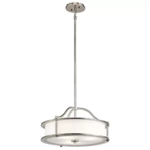 Emory 3 Light Semi Flush Round Ceiling Pendant Light Pewter, E27