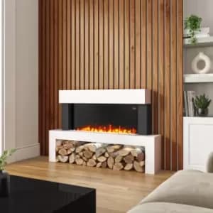 White Freestanding Electric Fireplace Suite with LED Lights - Amberglo