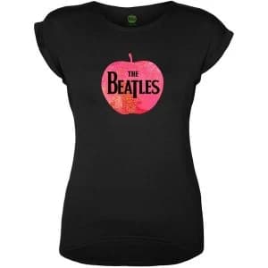 The Beatles - Apple Logo Womens Large T-Shirt - Black