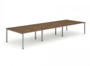 B2B Silver Frame Bench Desk 1400 Walnut (6 Pod)