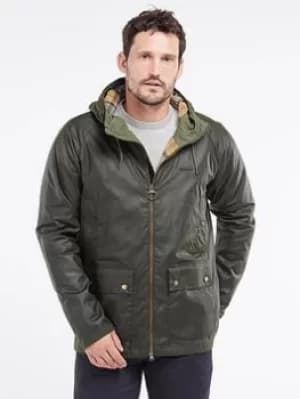 Barbour Domus Hooded Wax Jacket, Green Size M Men