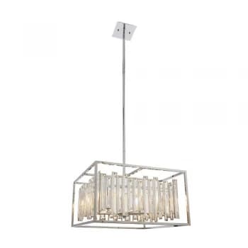 6 Light Ceiling Pendant Chrome Plate & Clear Crystal Glass, E14