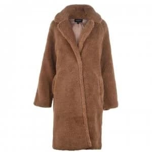 Bardot Long Printed Coat - Choc