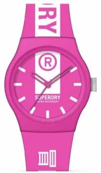 Superdry Pink & White Printed Soft Touch Silicone Strap Watch