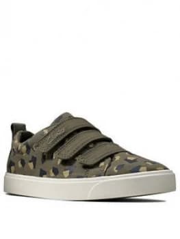 Clarks City Vibe Canvas Shoe - Camo, Size 1 Older
