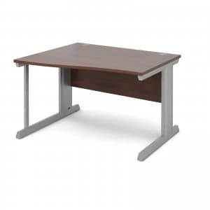 Vivo Left Hand Wave Desk 1200mm - Silver Frame Walnut Top