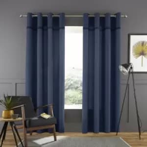Catherinelansfield - Catherine Lansfield Melville Woven Texture Eyelet Curtains, Navy, 66 x 54 Inch
