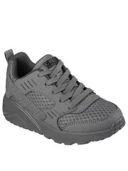 Skechers Boys Uno Lite Ronzo Lace Up Casual Trainer, Charcoal, Size 3 Older