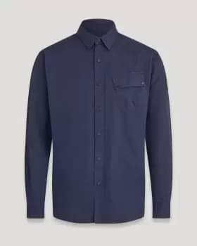 Belstaff Pitch Asymmetric Pocket Shirt In Deep Navy - Size L