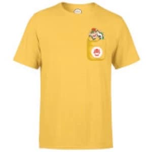Nintendo Super Mario Bowser Pocket Mens Yellow T-Shirt - L - Yellow