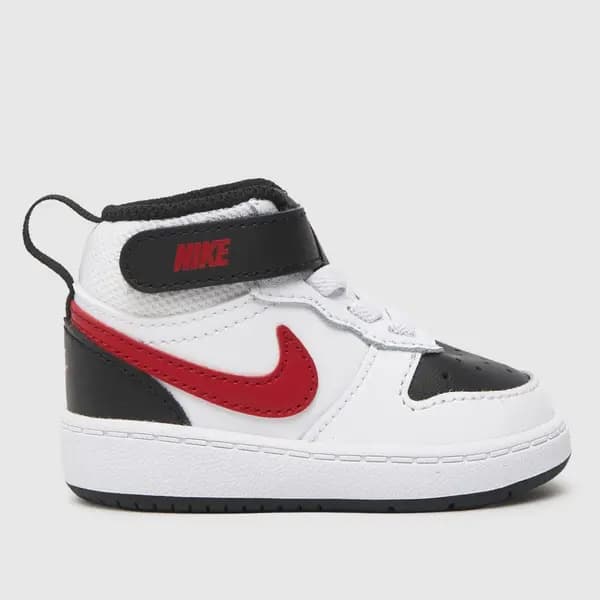 Nike white & red court borough mid 2 Toddler trainers White/Red UK 4.5 (EU 21)
