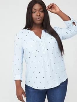 Oasis Curve Stripe And Star Tie Sleeve Shirt - Multi Blue