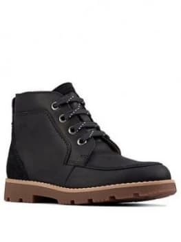 Clarks Heath Lace Up Kid Boot - Navy