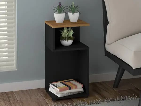 Seconique Naples Black and Pine Side Table