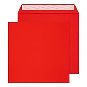 Creative Bright Coloured Envelopes Peel & Seal 220 x 220 mm Plain 120 gsm Pillar Box Red Pack of 250
