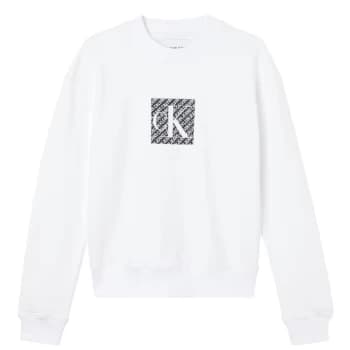 Calvin Klein Jeans Hologram Logo Crew Sweater - YAF Bright WHT