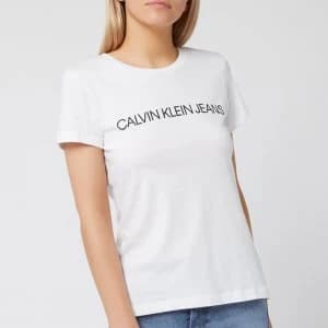 Calvin Klein Jeans Womens Institutional Logo Slim Fit T-Shirt - Bright White - L