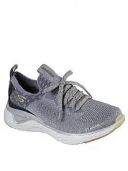 Skechers Solar Fuse Gravity Experience Trainer - Grey Silver, Grey/Silver, Size 7, Women