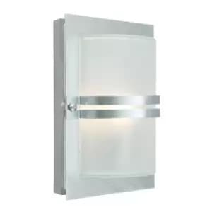 Elstead - 1 Light Outdoor Frosted Flush Wall Light Galvanised IP54, E27