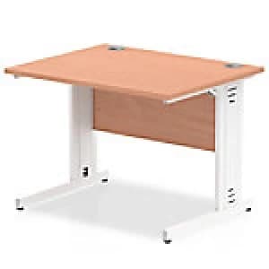 Impulse 1000/800 Rectangle White Cable Managed Leg Desk Beech